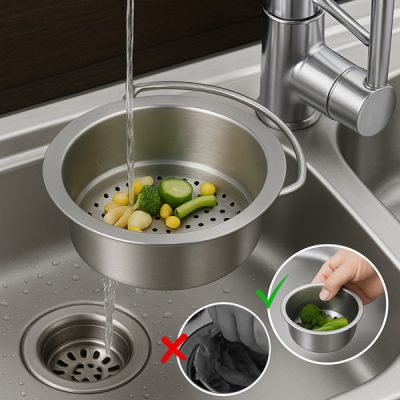 Cesto de drenagem que filtra e armazena facilmente | EVOSINK