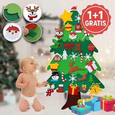 Árvore de Natal de feltro com enfeites | FELTPINETREE
